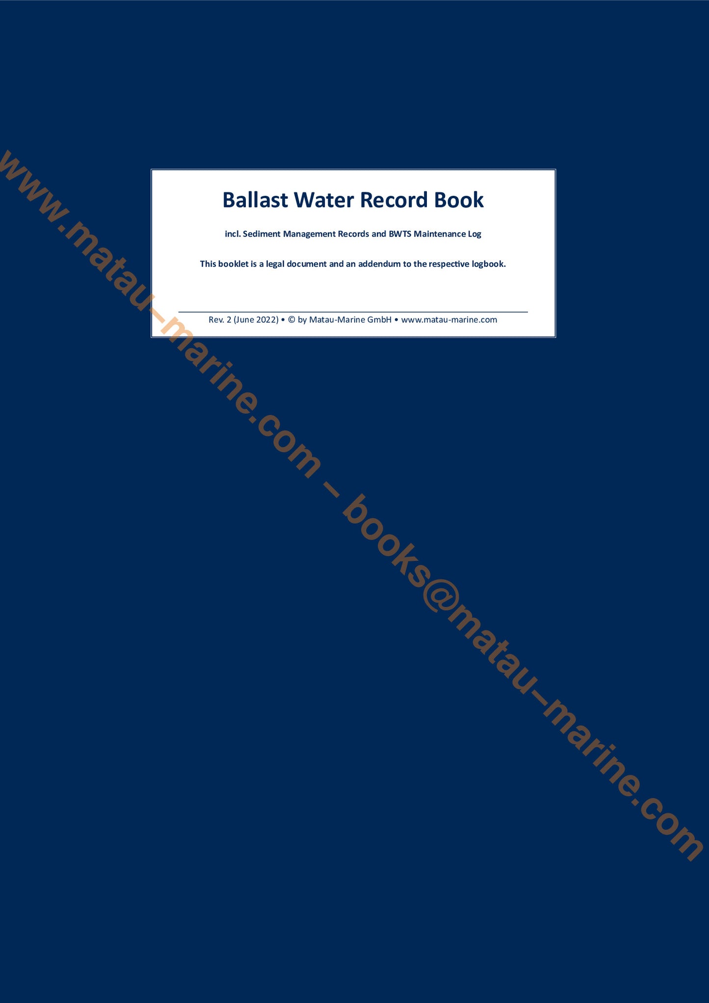 4001 Matau-Marine - Ballast Water Record Book