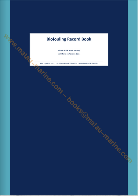 6004 Matau-Marine - Biofouling Record Book