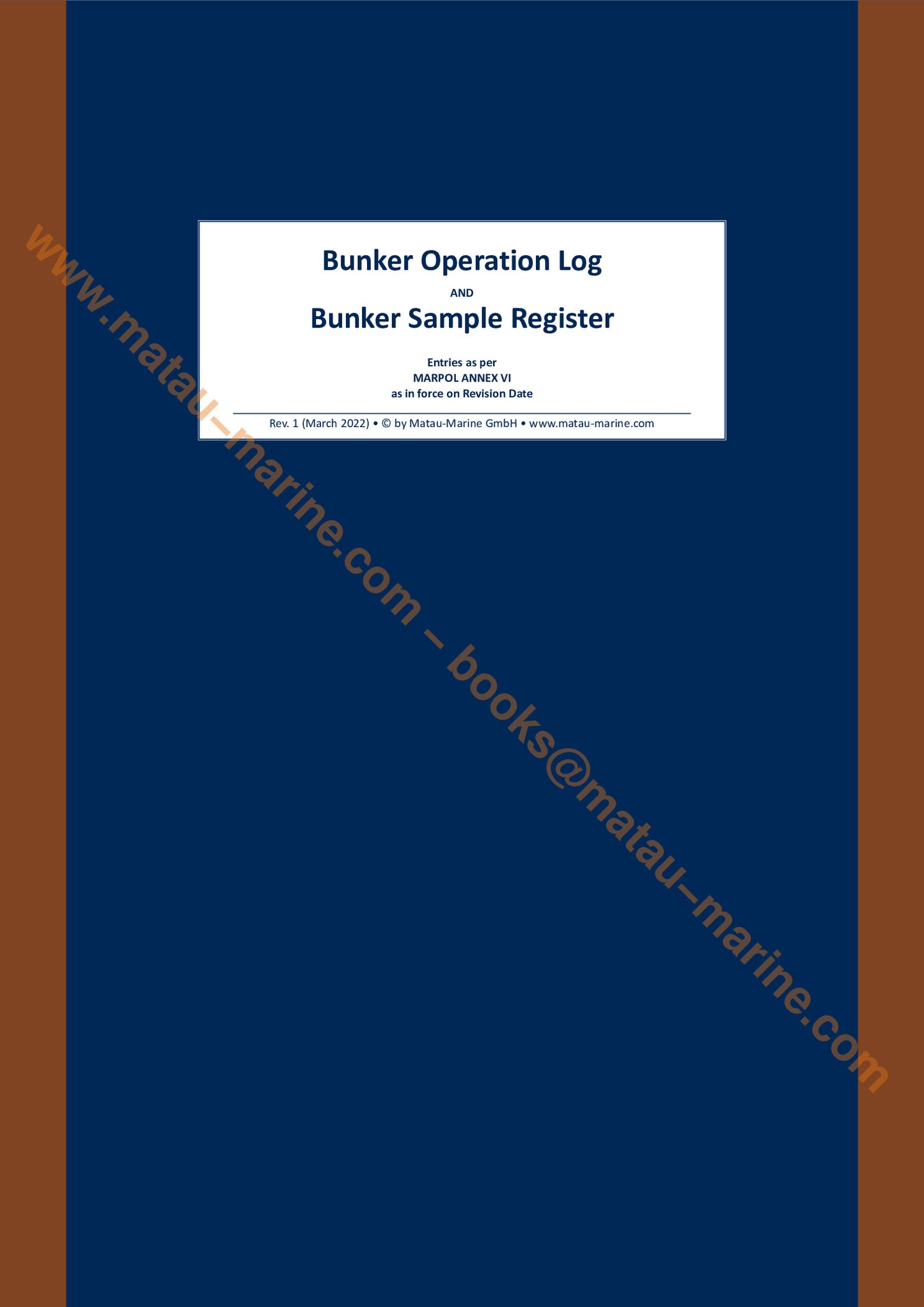 2002 Matau-Marine - Bunker Log & Sample Register