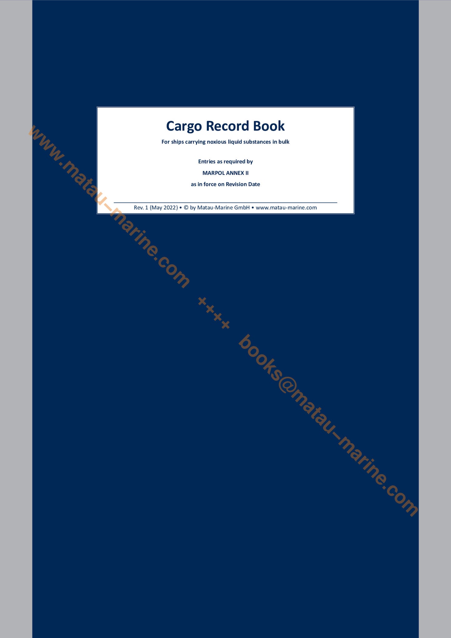 6005 Matau-Marine - Cargo Record Book