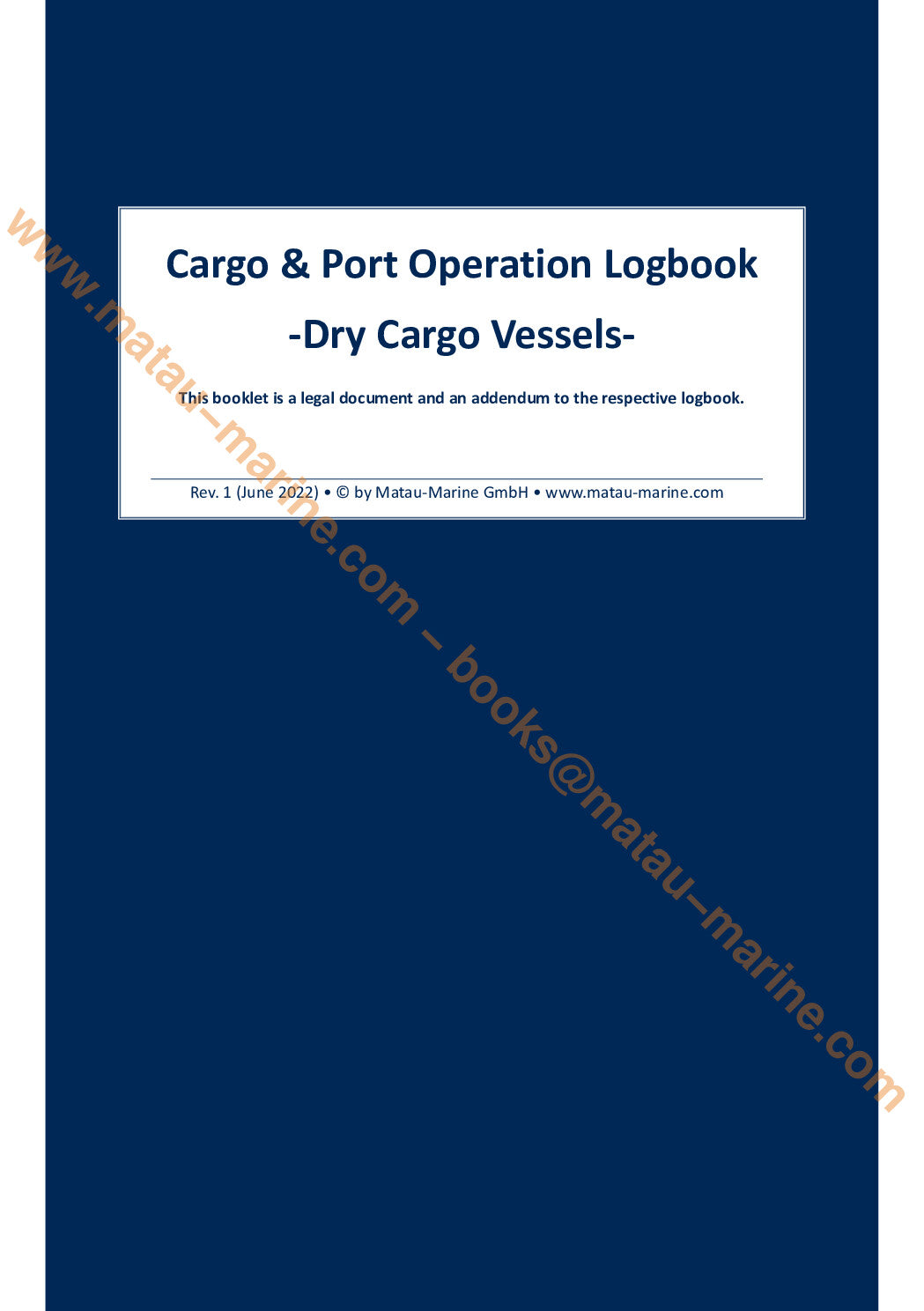 1005 Matau-Marine - Cargo & Port Operation Logbook Dry Cargo Vessels