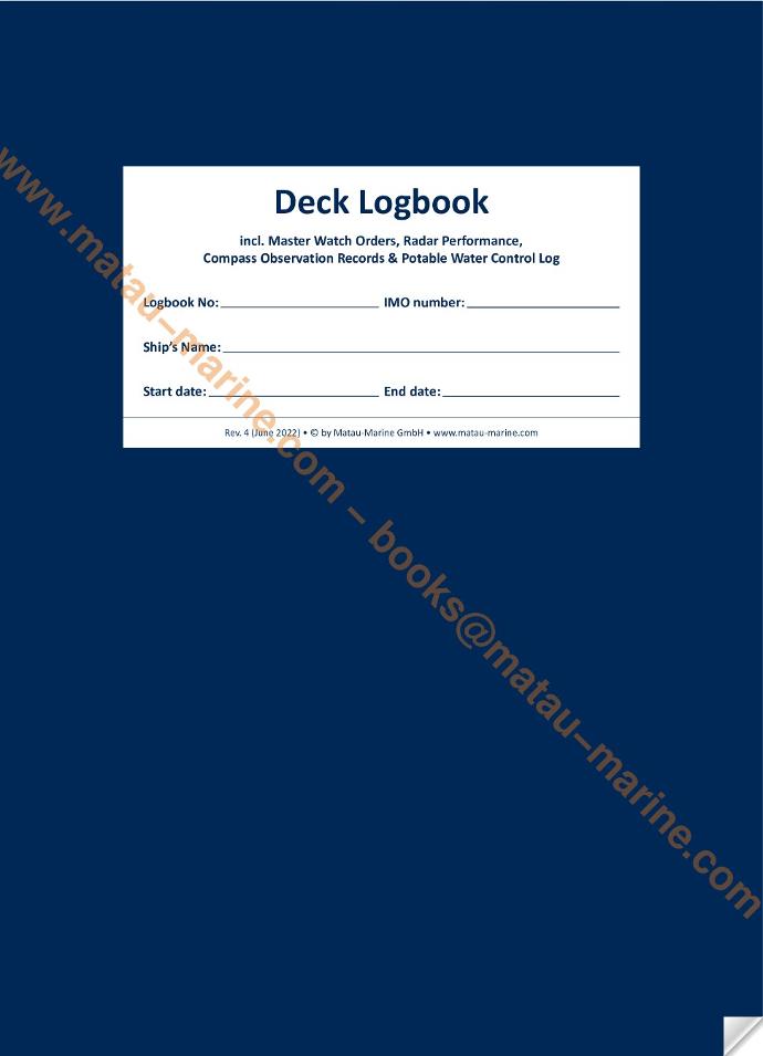 1001 Matau-Marine - Deck Logbook