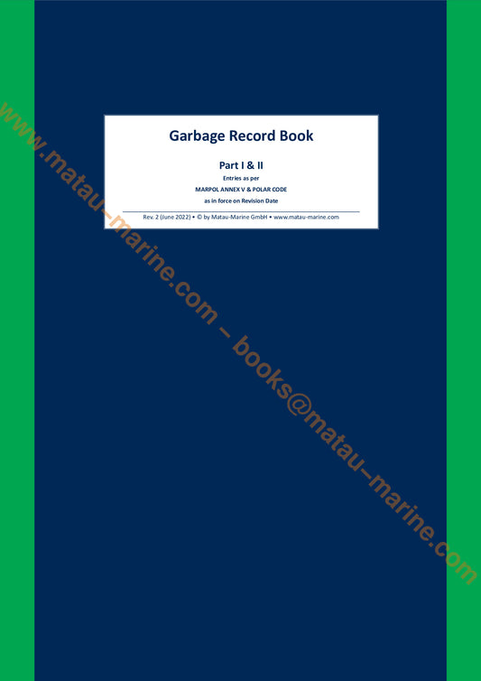 6003 Matau-Marine Garbage Record Book - Part I & II