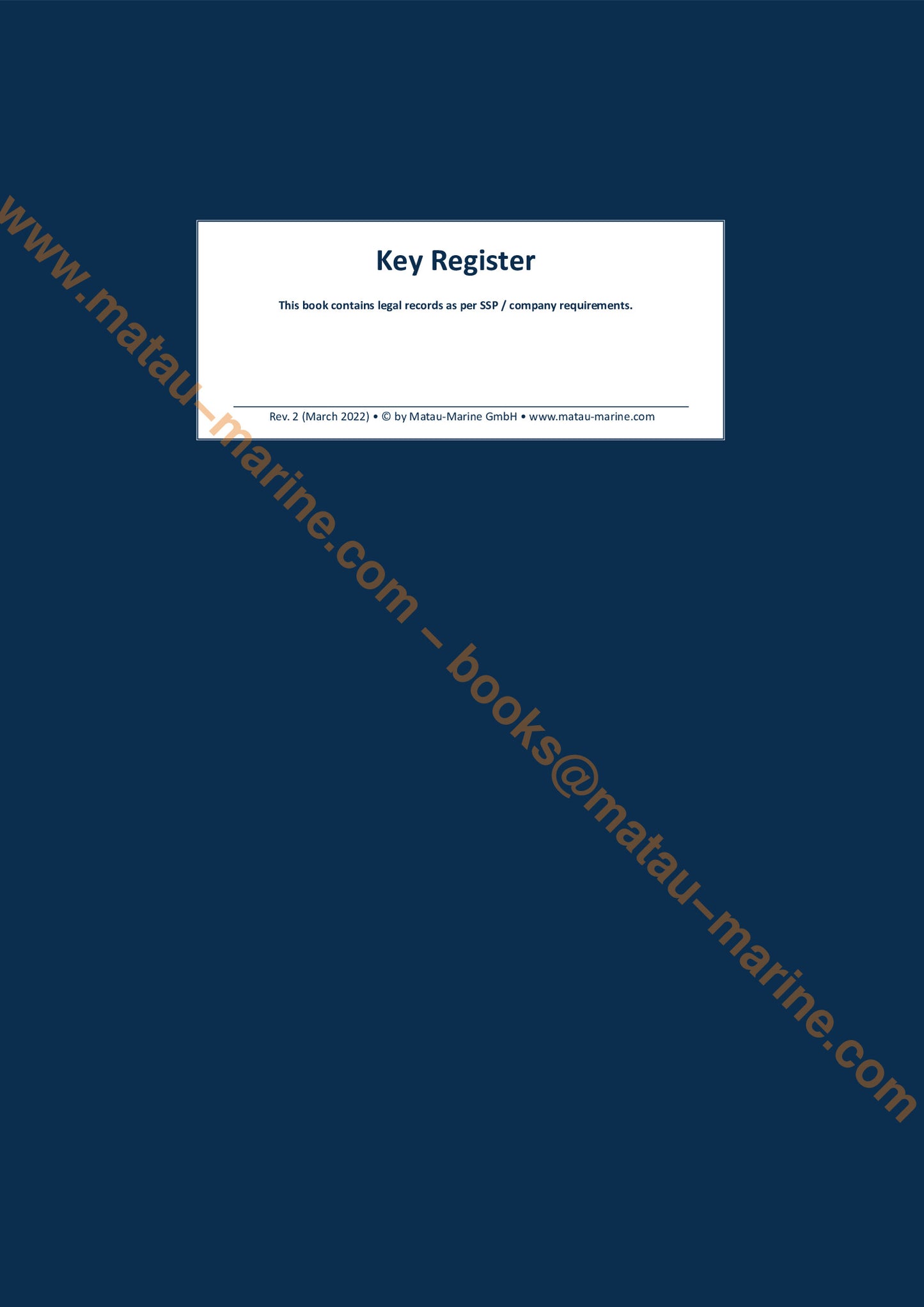 3001 Matau-Marine - Key Register