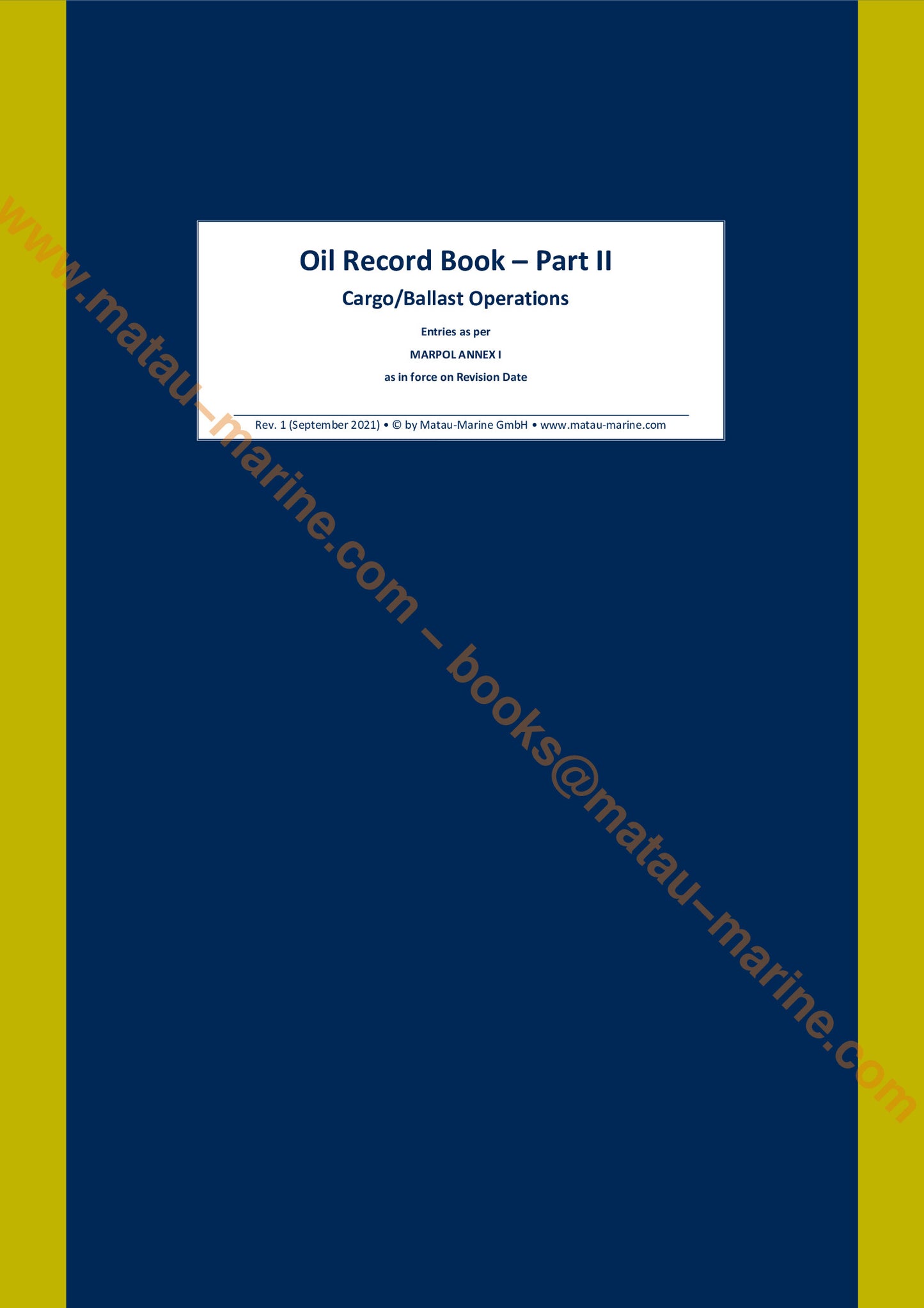 6002 Matau-Marine - Oil Record Book - Part II