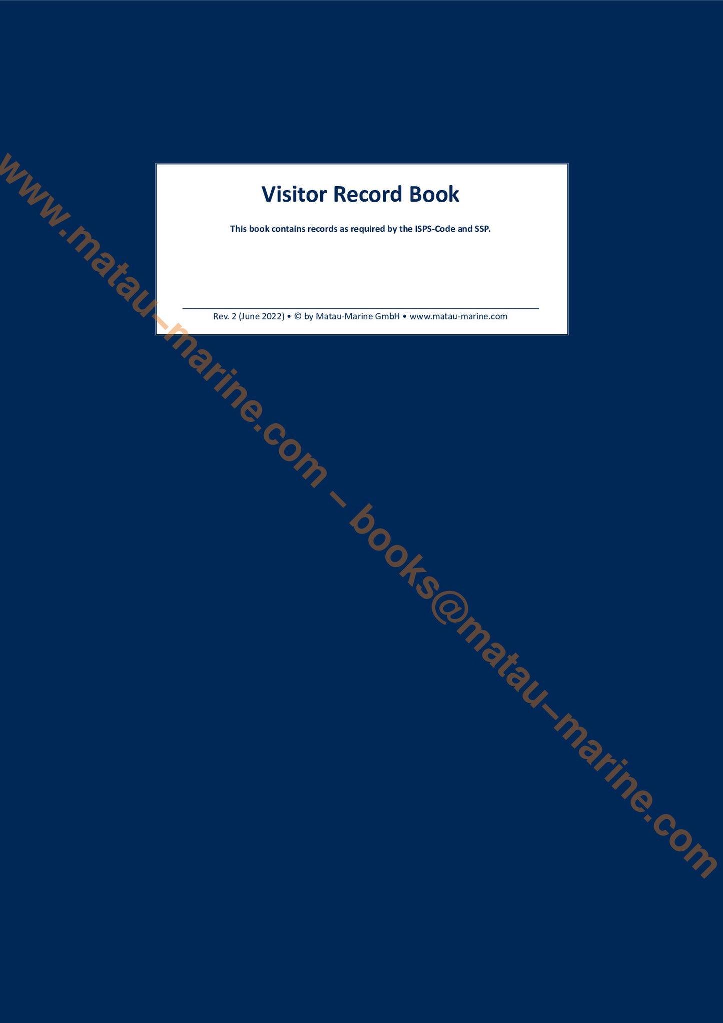 3002 Matau-Marine - Visitor Record Book